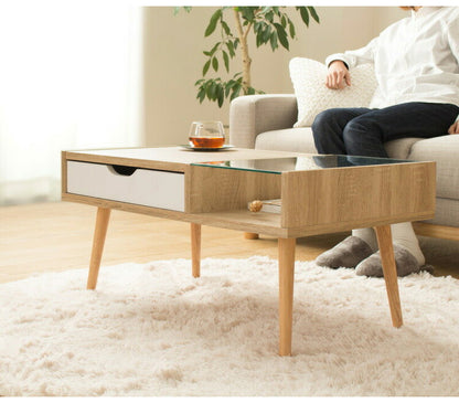 センターテーブル 引き出し付き ガラス天板 幅80cm ROAR ロアー 引き出し リビングテーブル 収納付き ローテーブル センターテーブル 79×45cm リビングテーブル(代引不可)