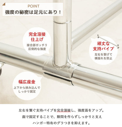 ハンガーラック スリム 頑丈 耐荷重100kg おしゃれ 省スペース 幅90 伸縮可能 キャスター付き シンプル 業務用 壊れない 衣類ハンガー 洋服掛け 衣類収納 一人暮らし コートハンガー 大容量(代引不可)