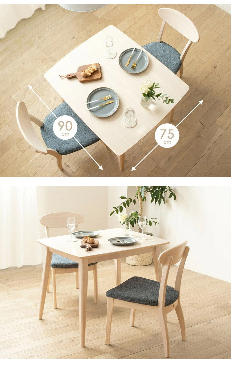 ダイニングテーブル 白 幅90cm 単品 天然木 ダイニング無垢 2人用 食卓 テーブル カフェ風 長方形 ホワイトウォッシュ 北欧 おしゃれ ウレタン塗装 ダイニング 2人 2人掛け 二人用 シャビー(代引不可)