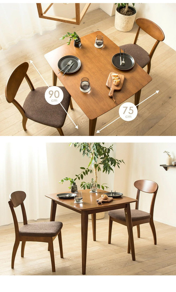 ダイニングテーブル 90cm 単品 木製 おしゃれ 天然木 2人用 食卓 テーブル 長方形 ブラウン 無垢 ウレタン塗装 ダイニング 2人 2人掛け 二人用 北欧 ヴィンテージ カフェ風 新生活 高級(代引不可)