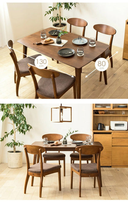 ダイニングテーブル 幅130cm 単品 4人用 130cm ダイニング 食卓 テーブル 4人 長方形 ブラウン 木製 おしゃれ 天然木 無垢 ウレタン塗装 4人掛け 四人用 北欧 ヴィンテージ カフェ風 新生活 高級(代引不可)