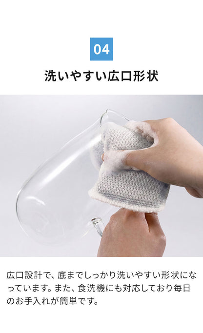 日本製 冷水筒 1L 麦茶 ピッチャー フィルター付き 食洗機対応 電子レンジOK ステンレス蓋 レンジでかんたん 麦茶ポット 耐熱ガラス 洗いやすい 広口 茶こし お茶 冷蔵庫ドア 365methods おしゃれ