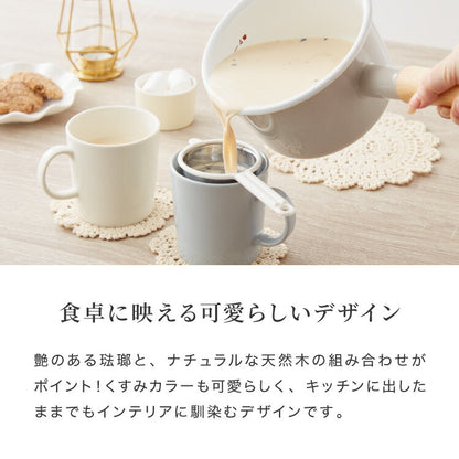 富士ホーロー コットンプラス ミルクパン 14cm 両口 フタ付き ガス火・IH対応 片手鍋 ホーロー鍋 離乳食作り 可愛い かわいい 琺瑯 ほうろう ホーロー FUJIHORO CTP-14M