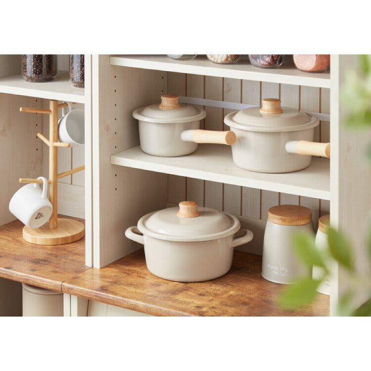 富士ホーロー コットンプラス ソースパン 18cm フタ付き ガス火・IH対応 片手鍋 ホーロー鍋 可愛い かわいい 琺瑯 ほうろう ホーロー FUJIHORO CTP-18S