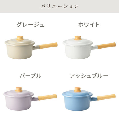 富士ホーロー コットンプラス ソースパン 18cm フタ付き ガス火・IH対応 片手鍋 ホーロー鍋 可愛い かわいい 琺瑯 ほうろう ホーロー FUJIHORO CTP-18S