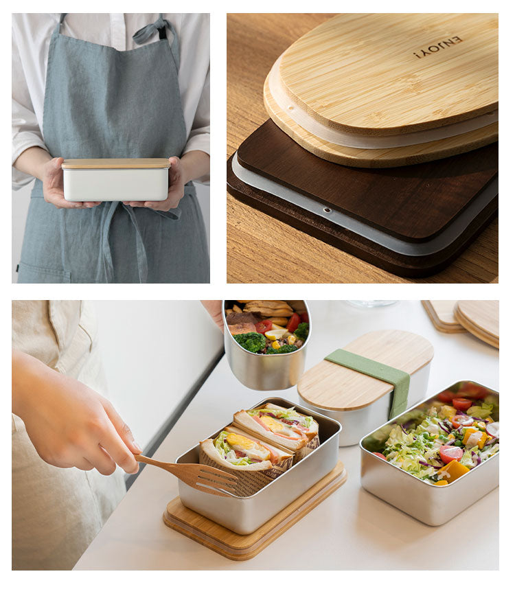 ののじ 電子レンジで使える ステンレスランチボックス 食洗機対応 フタ付き ENJOY! ステンレス ランチボックス 弁当箱 フードコンテナ 保存容器 スクエア 角型 かわいい 可愛い おしゃれ NONOJI