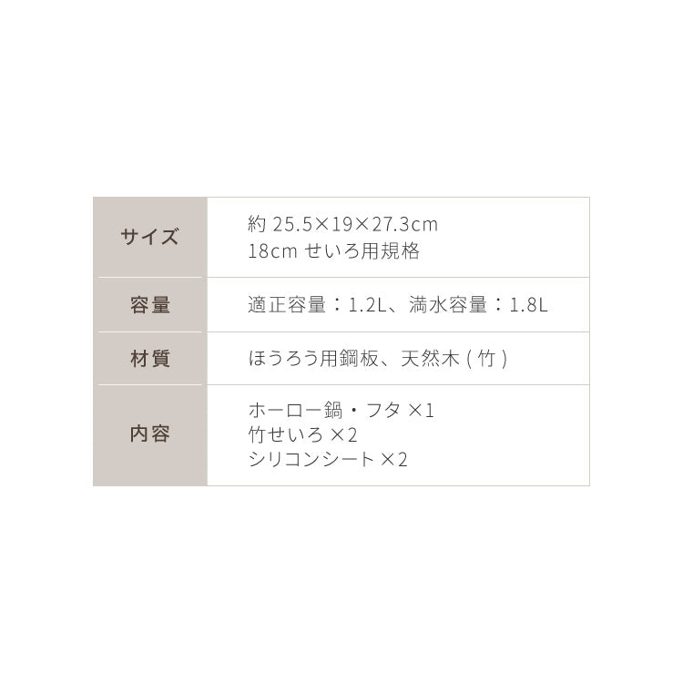 富士ホーロー せいろ付きホーロー鍋 2段 セット 18cm 簡単蒸し料理 蒸し器 蒸し鍋 2段 竹 せいろ セイロ 蒸篭 蒸し野菜 せいろ蒸し 蒸しかご 琺瑯 ほうろう FUJIHORO 両手鍋 鍋 ホーロー