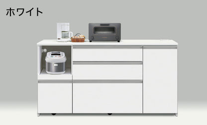 キッチンカウンター 食器棚 幅160cm 高さ85cm 完成品 レンジ台 収納 ハイカウンター キッチン収納 おしゃれ 鏡面 白 ホワイト レンジ台(代引不可)