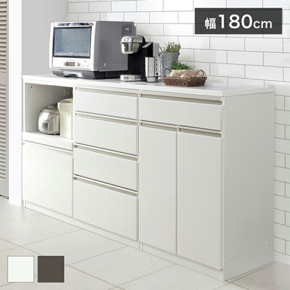 カウンター 幅180cm 扉タイプ 木目調 ホワイト ブラック キッチンカウンター キッチンボード 入れ替え可能 収納棚 食器棚 レンジ台 レンジラック キッチンラック おしゃれ 北欧 一人暮らし(代引不可)