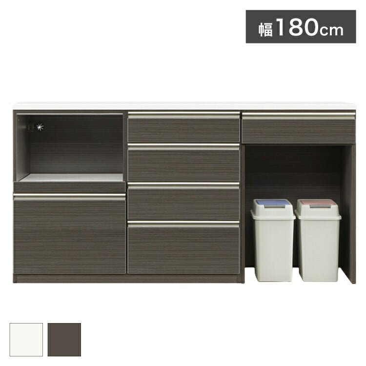 カウンター 幅180cm ダストタイプ 木目調 ホワイト ブラック キッチンカウンター キッチンボード 入れ替え可能 収納棚 食器棚 レンジ台 レンジラック キッチンラック おしゃれ 北欧 一人暮らし(代引不可)