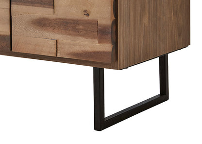 テレビ台 幅180cm アカシア無垢材 天然木 日本製 おしゃれ 北欧 フルオープンレール ガラス扉 コード穴付き アイアン テレビボード TV台 TVボード ローボード AV収納 ナチュラル グレージュ(代引不可)