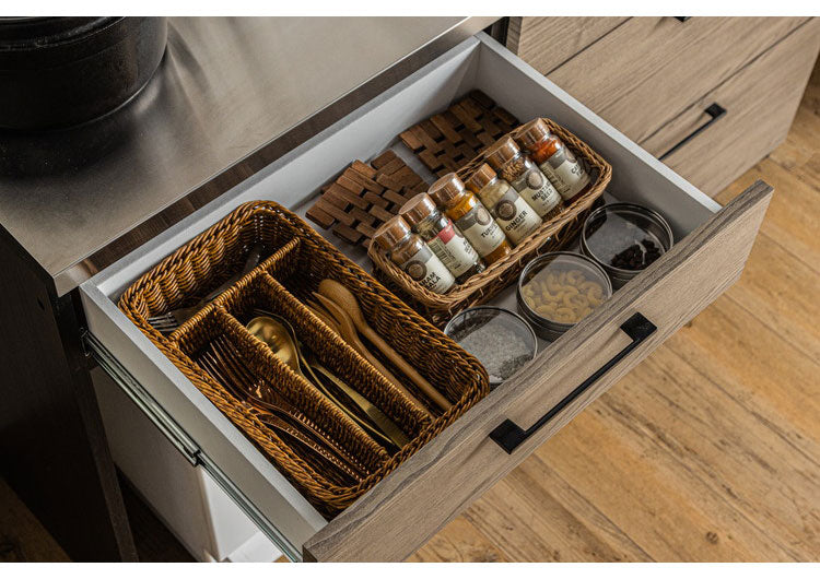 キッチンカウンター 日本製 幅140cm ゴミ箱 ダストボックス テーブル 引き出し おしゃれ ナチュラル 木目調 キッチン収納 キッチンカウンター カウンターワゴン 食器棚 キッチンボード(代引不可)