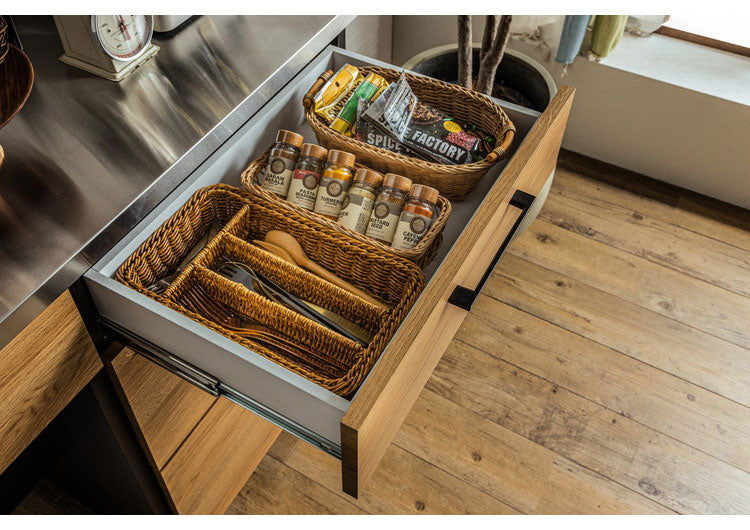 キッチンカウンター 日本製 幅140cm ゴミ箱 ダストボックス テーブル 引き出し おしゃれ ナチュラル 木目調 キッチン収納 キッチンカウンター カウンターワゴン 食器棚 キッチンボード(代引不可)