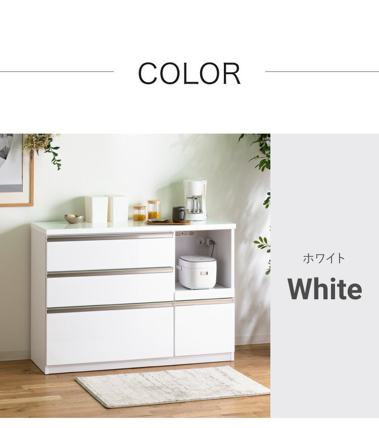 キッチンカウンター 120 間仕切り 背面化粧仕上げ 完成品 幅120cm 鏡面 モイス加工 コンセント付き キッチン 収納 シンプル ナチュラル 食器棚 テーブル レンジ台 レンジラック ブラウン ホワイト (代引不可)