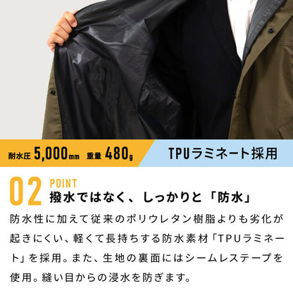 レインコート 自転車 男女兼用 レインポンチョ ロング丈+前開きフルジッパー メンズ レディース フリーサイズ リュック 通勤 通学 ポンチョ レインウェア 雨具 サイクルモードハイポンチョ 7441(代引不可)