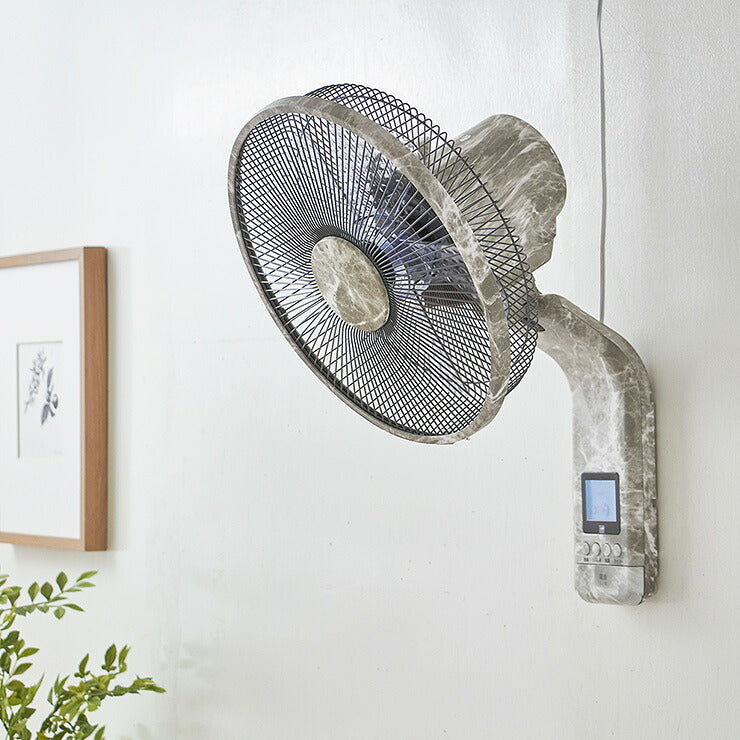 扇風機 壁掛け DC扇風機 大理石調 30cm リモコン式 8の字首振り 立体首振り タイマー機能付 5枚羽根 風量8段階 リビング扇風機