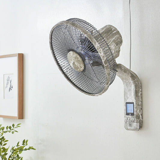 扇風機 壁掛け DC扇風機 大理石調 30cm リモコン式 8の字首振り 立体首振り タイマー機能付 5枚羽根 風量8段階 リビング扇風機