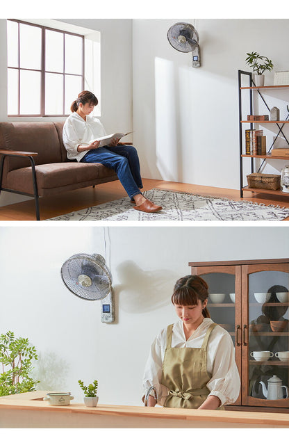 扇風機 壁掛け DC扇風機 大理石調 30cm リモコン式 8の字首振り 立体首振り タイマー機能付 5枚羽根 風量8段階 リビング扇風機