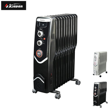 エスケイジャパン オイルヒーター SKJ-SE120ROT ホワイト ブラック 10枚フィン ヒーター 暖房 温度調節 タイマー付 安心