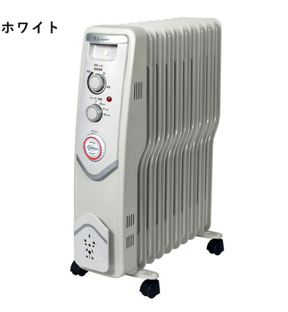 エスケイジャパン オイルヒーター SKJ-SE120ROT ホワイト ブラック 10枚フィン ヒーター 暖房 温度調節 タイマー付 安心