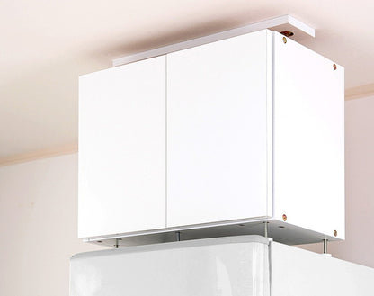 冷蔵庫上 突っ張り 日本製 冷蔵庫上 つっぱり 収納 ハイタイプ 転倒防止 天井つっぱり 上置き 幅60 つっぱりラック 国産 冷蔵庫ラック 地震(代引不可)