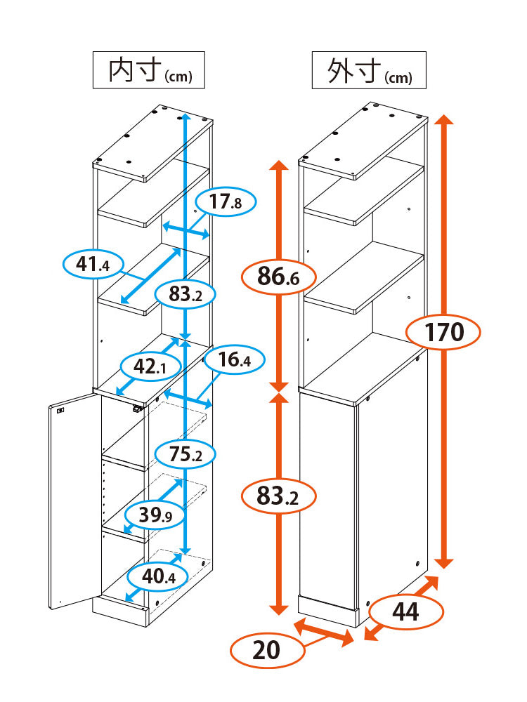 国産 すき間収納 幅20cm 日本製 洗面所 スリム 省スペース キッチンラック スリム 収納ストッカー キッチン収納 隙間収納ラック サニタリーラック(代引不可)