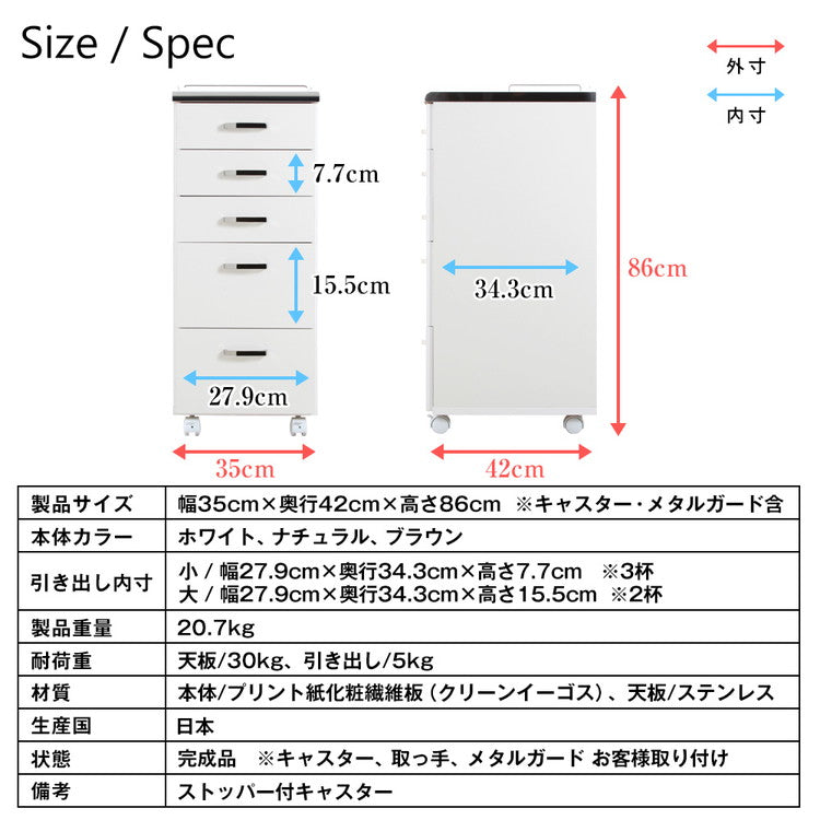 完成品 日本製 メディカル ワゴン 幅35cm すきま収納 作業台 隙間ワゴン 隙間 ラック キャビネット 国産 収納 組み立て不要 おしゃれ(代引不可)