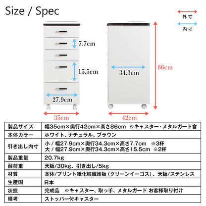 完成品 日本製 メディカル ワゴン 幅35cm すきま収納 作業台 隙間ワゴン 隙間 ラック キャビネット 国産 収納 組み立て不要 おしゃれ(代引不可)