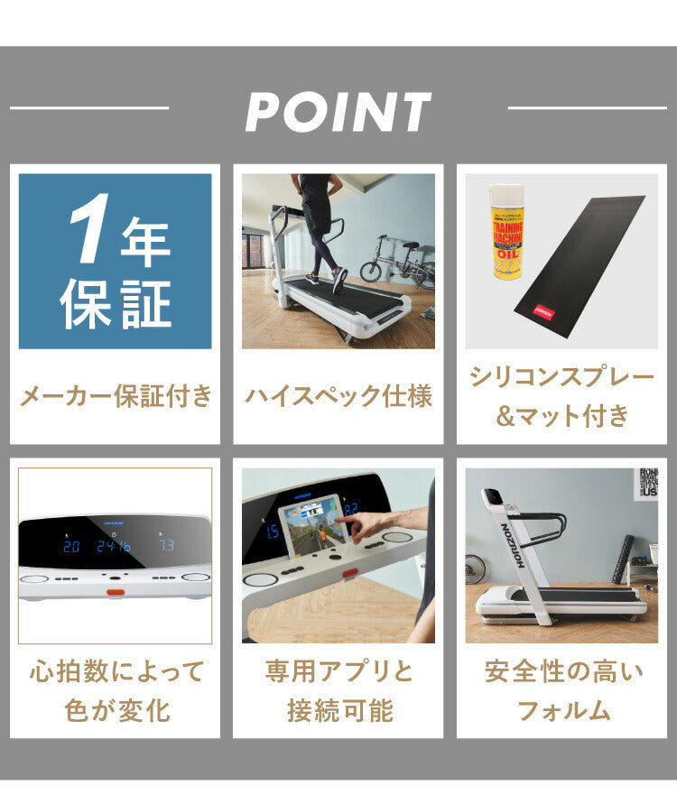 【組立設置込み】 ジョンソンヘルステック トレッドミル OmegaZ 正規販売店 マット&スプレー付 ホライズン 家庭用 ZONE・ZWIFT対応 ルームランナー 電動 ホワイト ランニングマシン ランニング(代引不可)