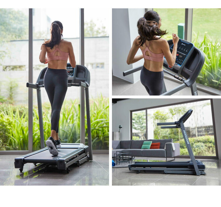 【組立設置込み】 ジョンソンヘルステック TR5.0 正規販売店 マット&スプレー付 ホライズン ルームランナー 電動 トレッドミル 家庭用 折りたたみ キャスター付き(代引不可)