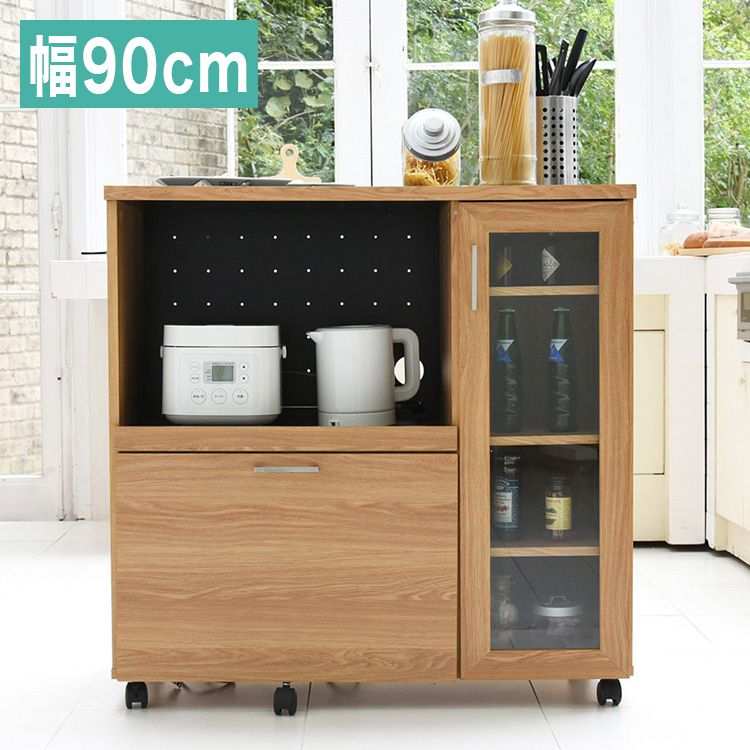 キッチンカウンター 幅90 キッチンボード コンセント付き 食器棚 レンジ台 キッチン収納 カウンター キャビネット キャスター付き カウンターキッチン 間仕切りカウンター 北欧 レンジ収納(代引不可)