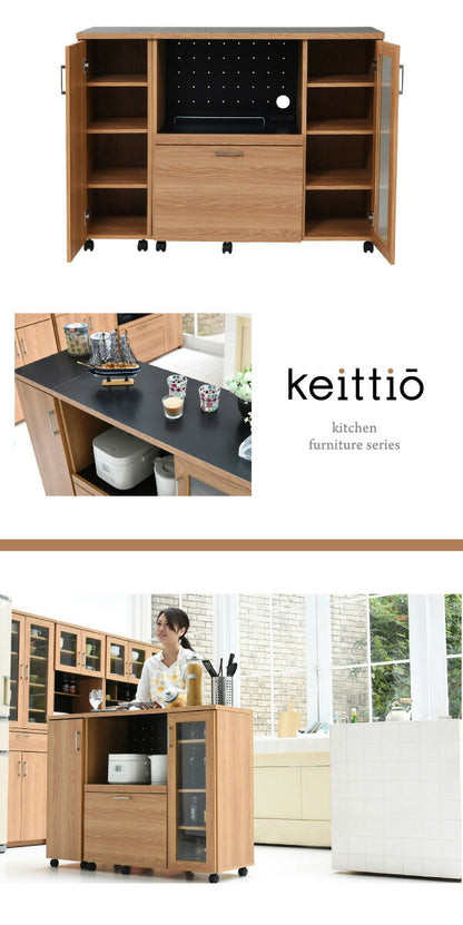 キッチンカウンター 幅120 キッチンボード コンセント付き 食器棚 レンジ台 キッチン収納 カウンター キャビネット キャスター付き カウンターキッチン 間仕切りカウンター 北欧 レンジ収納(代引不可)