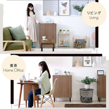 本棚 北欧 扉付き本棚 書棚 キャビネット おしゃれ 脚付き幅60 高さ85 奥行き30.5 大容量 スリム リビング 収納ラック 低い ロータイプ おすすめ 木製 文庫本(代引不可)