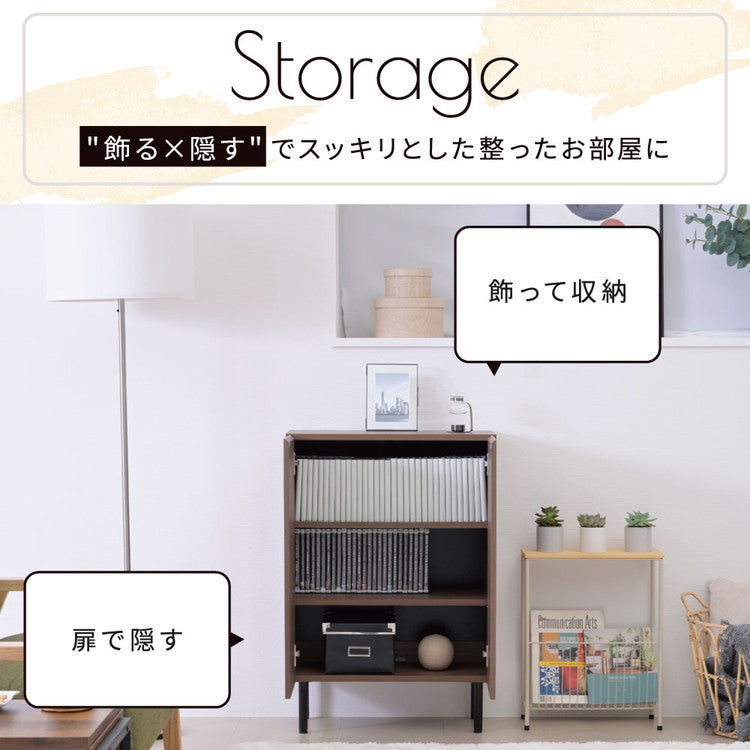 本棚 北欧 扉付き本棚 書棚 キャビネット おしゃれ 脚付き幅60 高さ85 奥行き30.5 大容量 スリム リビング 収納ラック 低い ロータイプ おすすめ 木製 文庫本(代引不可)
