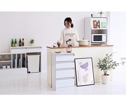 カウンター下収納 4段チェスト 幅40 鏡面仕上げ 白 ホワイト 引き出し 引出し 棚 ラック 収納 スリム コンパクト リビング収納 カウンター下 収納 北欧 おしゃれ(代引不可)