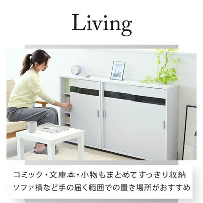 カウンター下収納 薄型 キャビネット 引き戸 カウンター下 キッチン 幅60 奥行22 高さ80cm 扉付き 食器棚 可動棚 スリム 隙間 ルーター コンセント ガラス(代引不可)