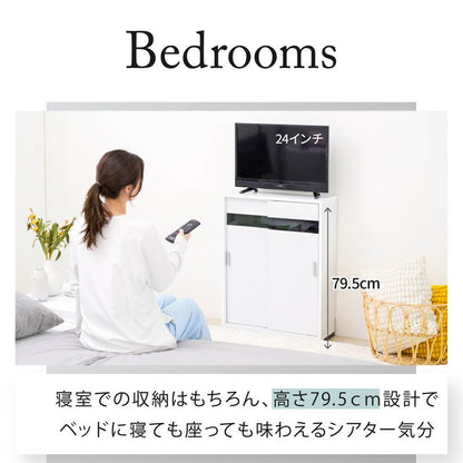 カウンター下収納 薄型 キャビネット 引き戸 カウンター下 キッチン 幅60 奥行22 高さ80cm 扉付き 食器棚 可動棚 スリム 隙間 ルーター コンセント ガラス(代引不可)