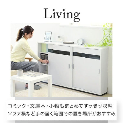 カウンター下収納 引き戸 薄型 キャビネット カウンター下 ラック 幅80 奥行22 高さ80 キッチン スリム 収納棚 ホワイト 扉付き ルーター 目隠し 白 食器棚(代引不可)