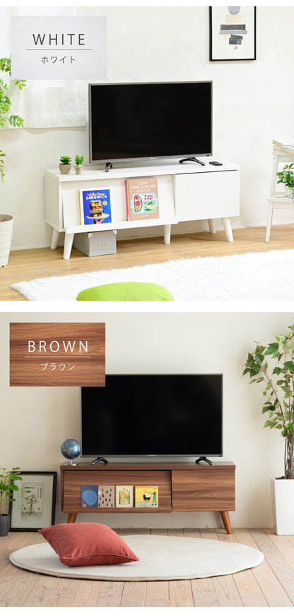 フラップ扉 テレビボード 幅105cm 40型対応 収納 ローボード 脚付き テレビ台 北欧 リビングボード おしゃれ ディスプレイラック ブラウン ホワイト サイドボード モダン(代引不可)