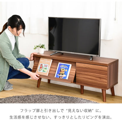 フラップ扉 テレビボード 幅105cm 40型対応 収納 ローボード 脚付き テレビ台 北欧 リビングボード おしゃれ ディスプレイラック ブラウン ホワイト サイドボード モダン(代引不可)