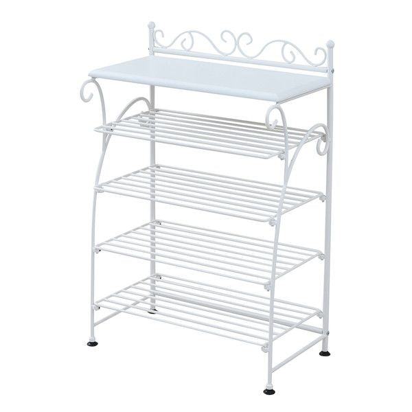 ヨーロッパ風 ロートアイアン 家具 靴箱 兼 飾り棚 幅61.5 シューズボックス 下駄箱 シューズラック 靴 収納 ホワイト(代引不可)