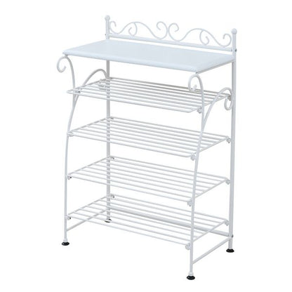 ヨーロッパ風 ロートアイアン 家具 靴箱 兼 飾り棚 幅61.5 シューズボックス 下駄箱 シューズラック 靴 収納 ホワイト(代引不可)
