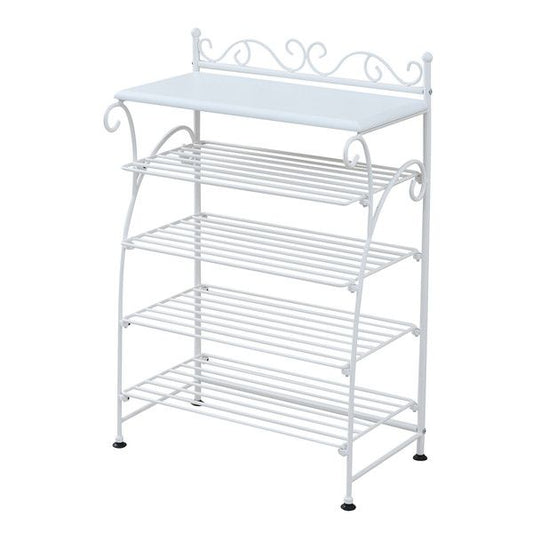 ヨーロッパ風 ロートアイアン 家具 靴箱 兼 飾り棚 幅61.5 シューズボックス 下駄箱 シューズラック 靴 収納 ホワイト(代引不可)
