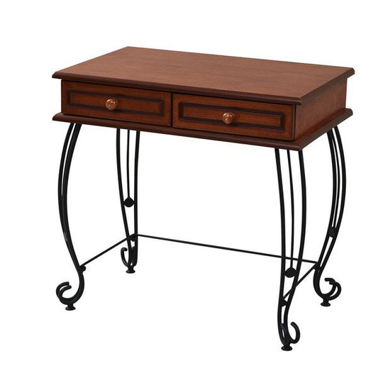 ヨーロッパ風 ロートアイアン 家具 ミニデスク シンプルデスク 幅76.5 奥行47 引き出し 付き ブラック(代引不可)