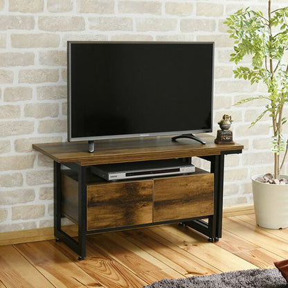 インダストリアル ローボード テレビ台 伸縮 幅90 - 136 奥行35 高さ46 引き出し 付き 収納 左右入れ替え可能32型 40インチ(代引不可)