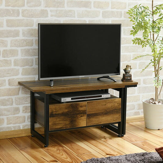 インダストリアル ローボード テレビ台 伸縮 幅90 - 136 奥行35 高さ46 引き出し 付き 収納 左右入れ替え可能32型 40インチ(代引不可)