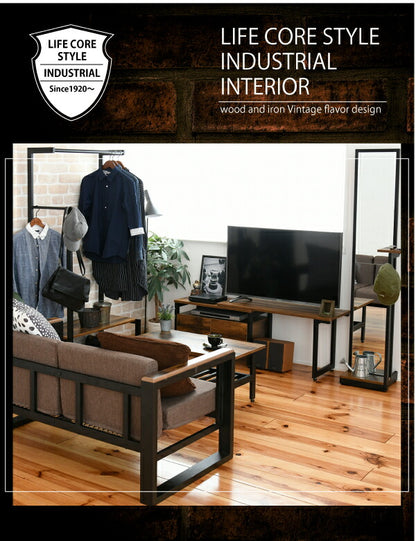 インダストリアル ローボード テレビ台 伸縮 幅90 - 136 奥行35 高さ46 引き出し 付き 収納 左右入れ替え可能32型 40インチ(代引不可)