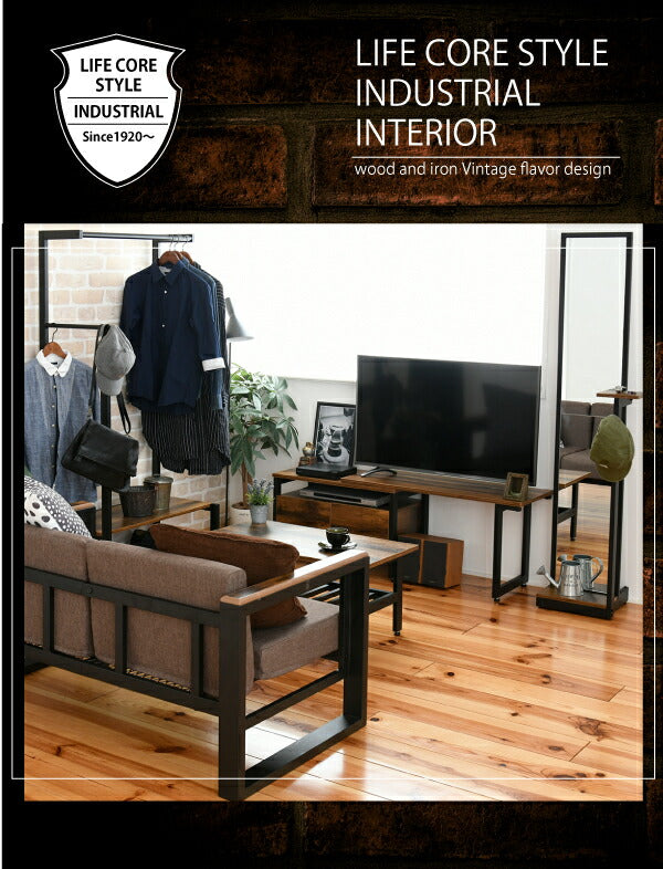 インダストリアル スタンドミラー 幅40 奥行30 高さ160 小物置き 付き 全身鏡 姿見 西海岸 アンティーク ヴィンテージ(代引不可)