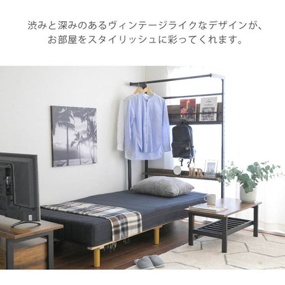 ベッド上収納 ハンガーラック 後付け ヘッドボード 省スペース ラック ベッドラック 幅110.5 奥行き60 高さ165 ハンガーラック 木製 パイプ 省スペース シンプル(代引不可)