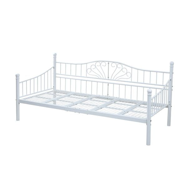 ロートアイアン デイベッド シングル ベッド 幅203 奥行105 フレーム パイプ ハイ&ロー 高さ調節 床下収納 ホワイト(代引不可)